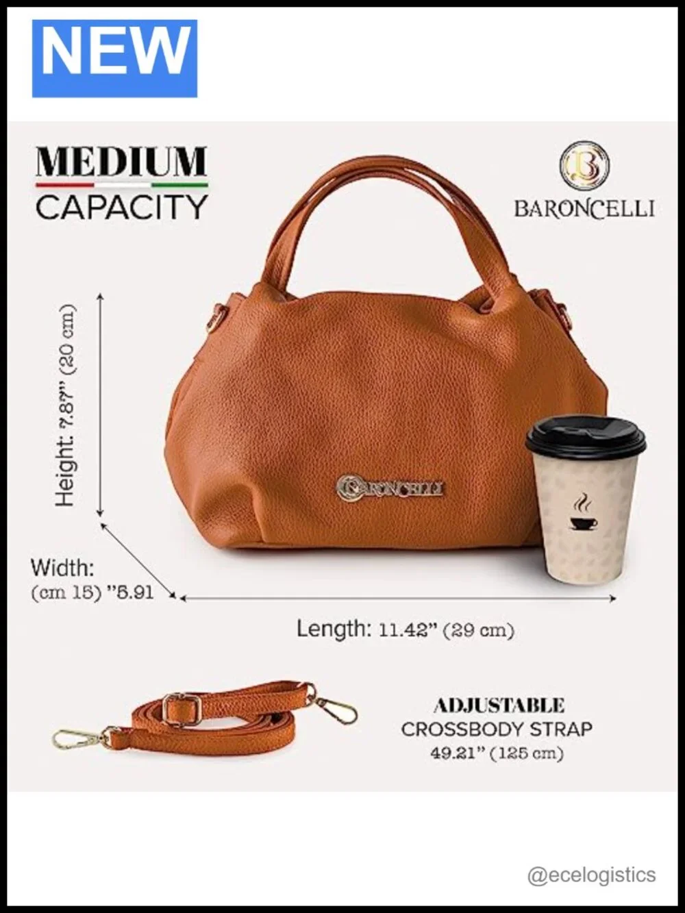 Genuine Italian Leather Satchel Purse and Wallet Bundle for Women